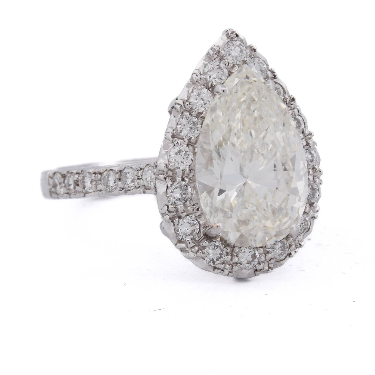 Anello Vintage in Oro Bianco 18 KT con Diamante a Goccia da 3,25 Carati – J/VS1    AN390 -photo-2
