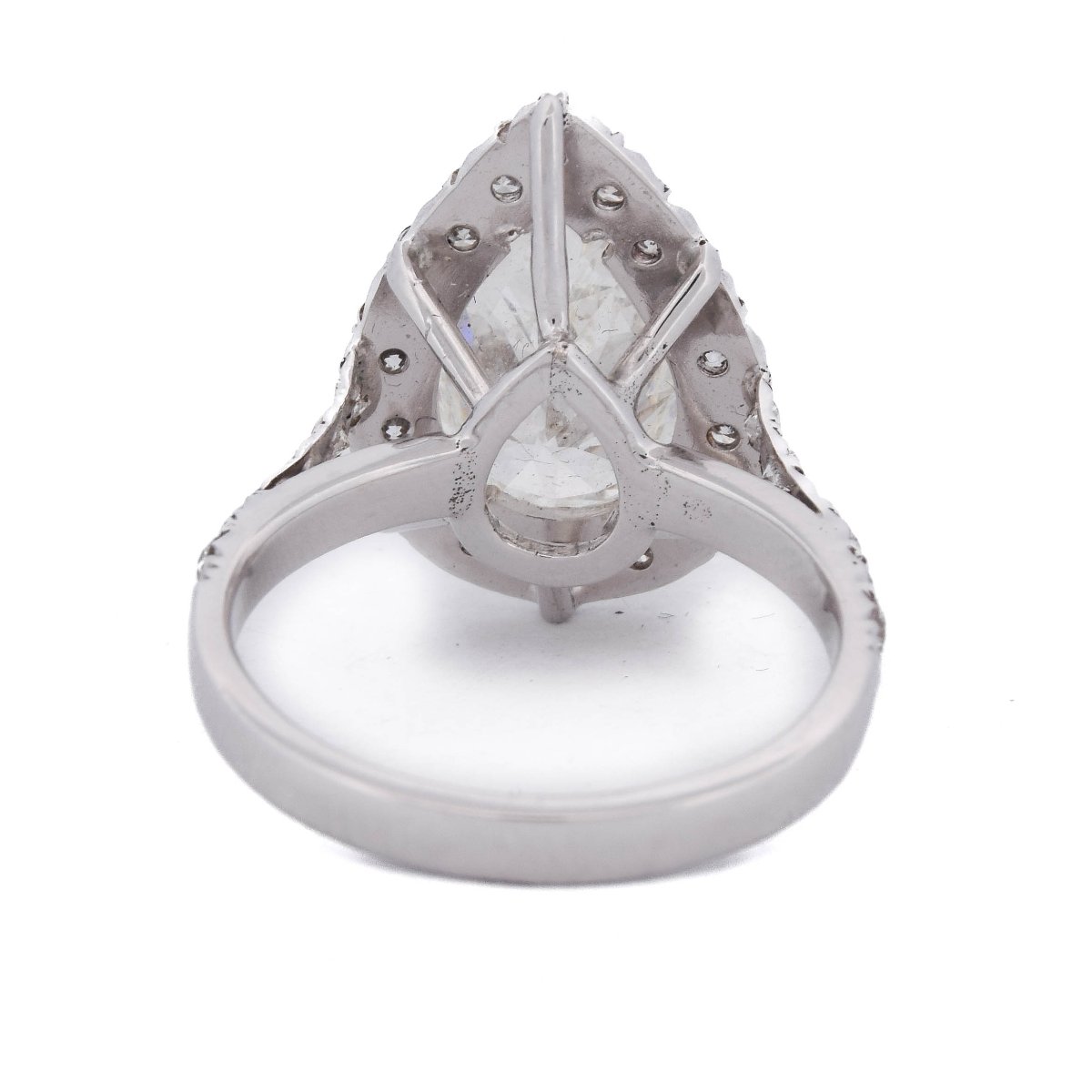 Anello Vintage in Oro Bianco 18 KT con Diamante a Goccia da 3,25 Carati – J/VS1    AN390 -photo-4