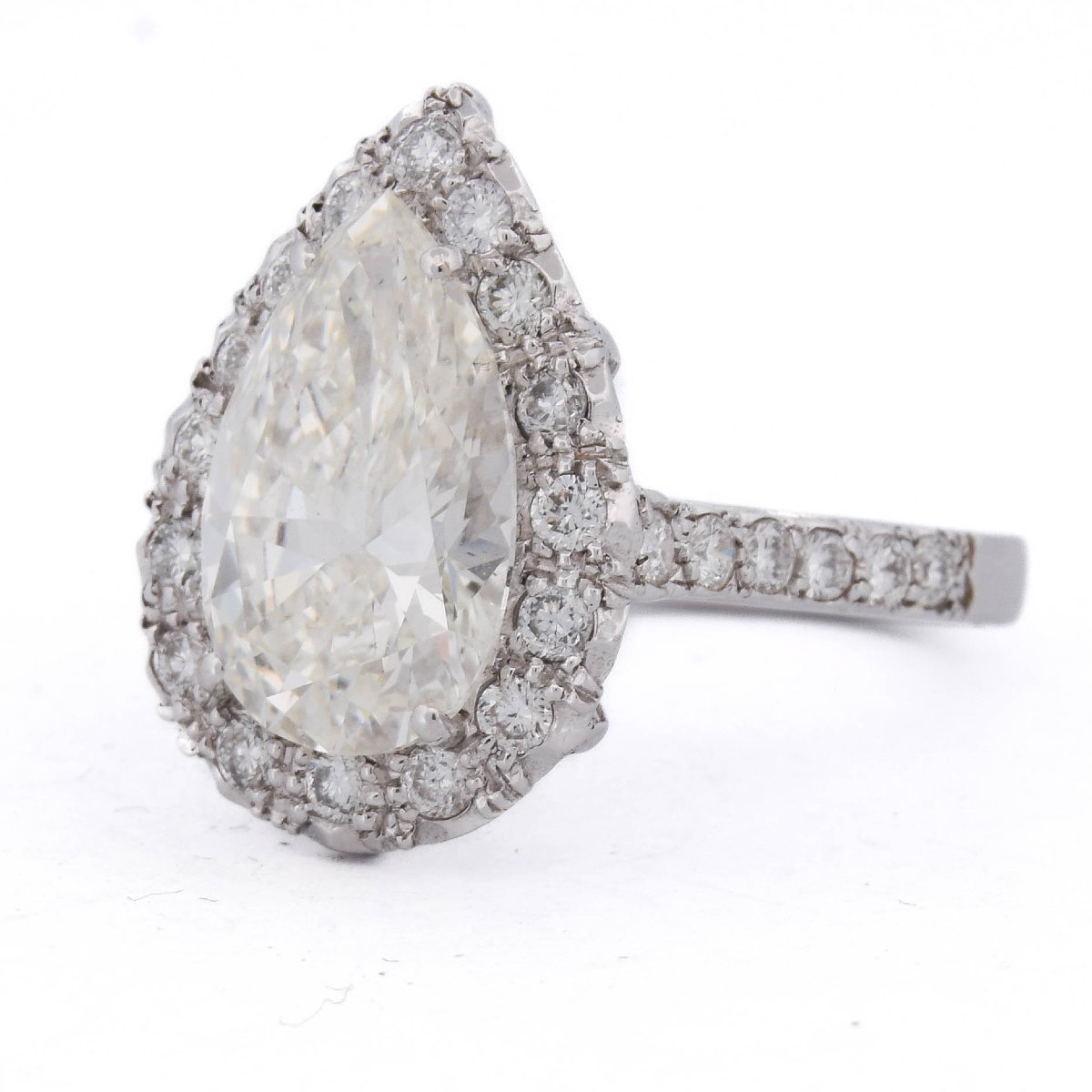 Anello Vintage in Oro Bianco 18 KT con Diamante a Goccia da 3,25 Carati – J/VS1    AN390 -photo-2