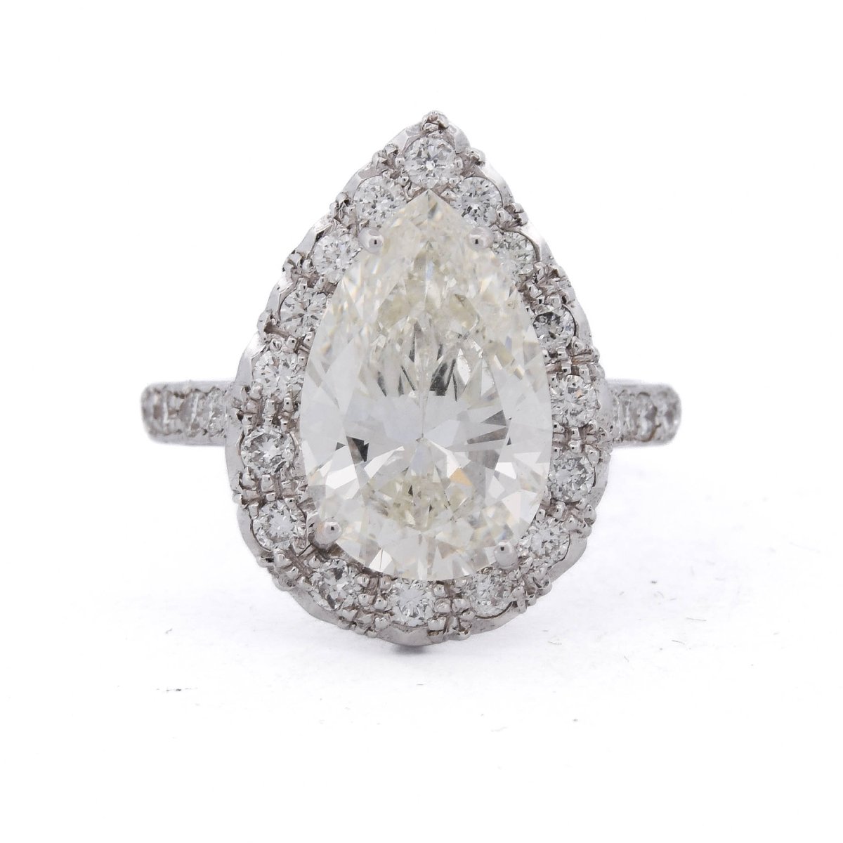 Anello Vintage in Oro Bianco 18 KT con Diamante a Goccia da 3,25 Carati – J/VS1    AN390 