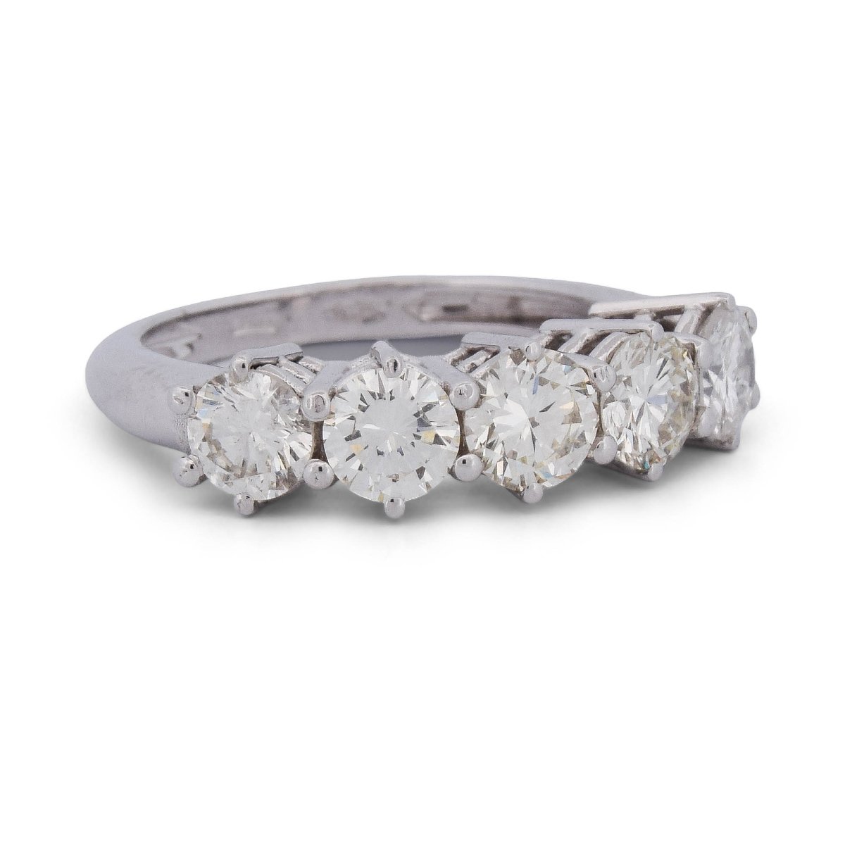 Anello Veretta Vintage in Oro Bianco 18 KT con 5 Diamanti – 1,40 ct   AN527 (00519)-photo-2