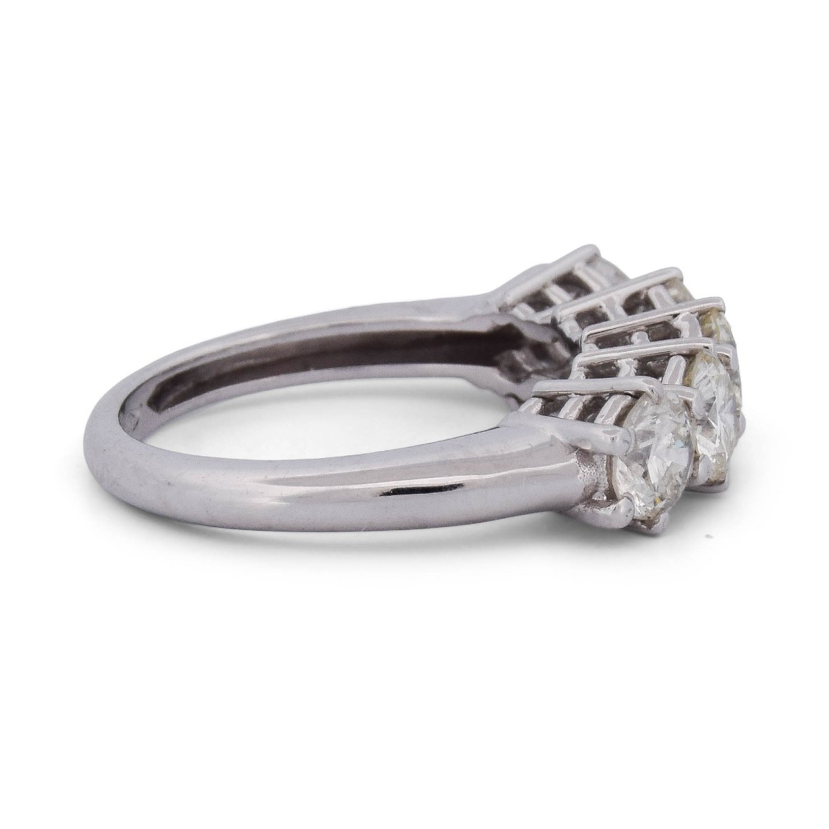 Anello Veretta Vintage in Oro Bianco 18 KT con 5 Diamanti – 1,40 ct   AN527 (00519)-photo-3