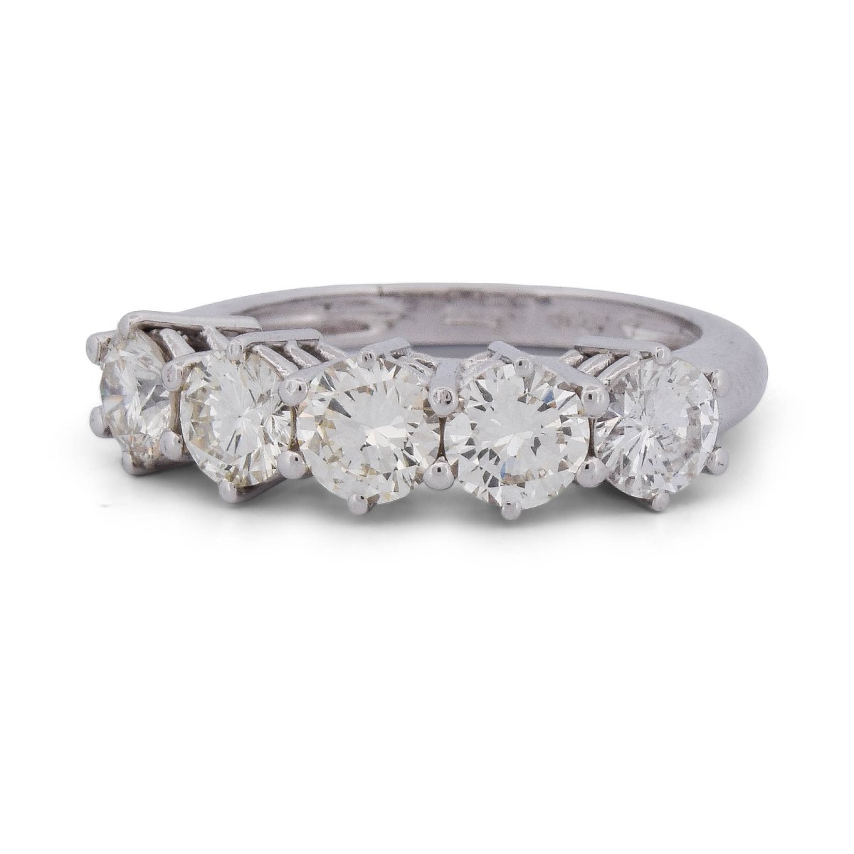 Anello Veretta Vintage in Oro Bianco 18 KT con 5 Diamanti – 1,40 ct   AN527 (00519)-photo-2
