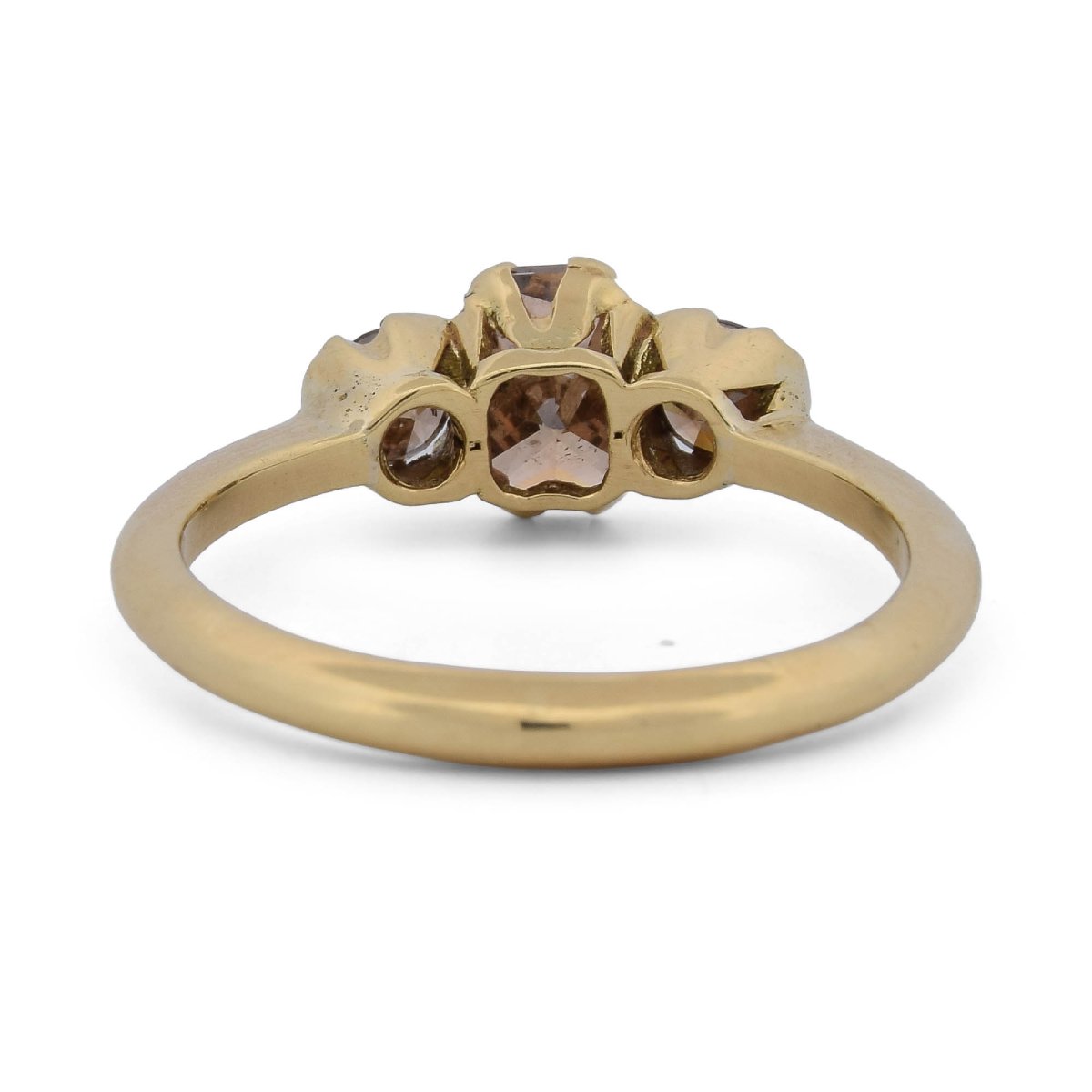 Anello trilogy vintage in oro giallo 18 kt con diamanti champagne, circa 1,70 ct  AN637 (0099)-photo-1
