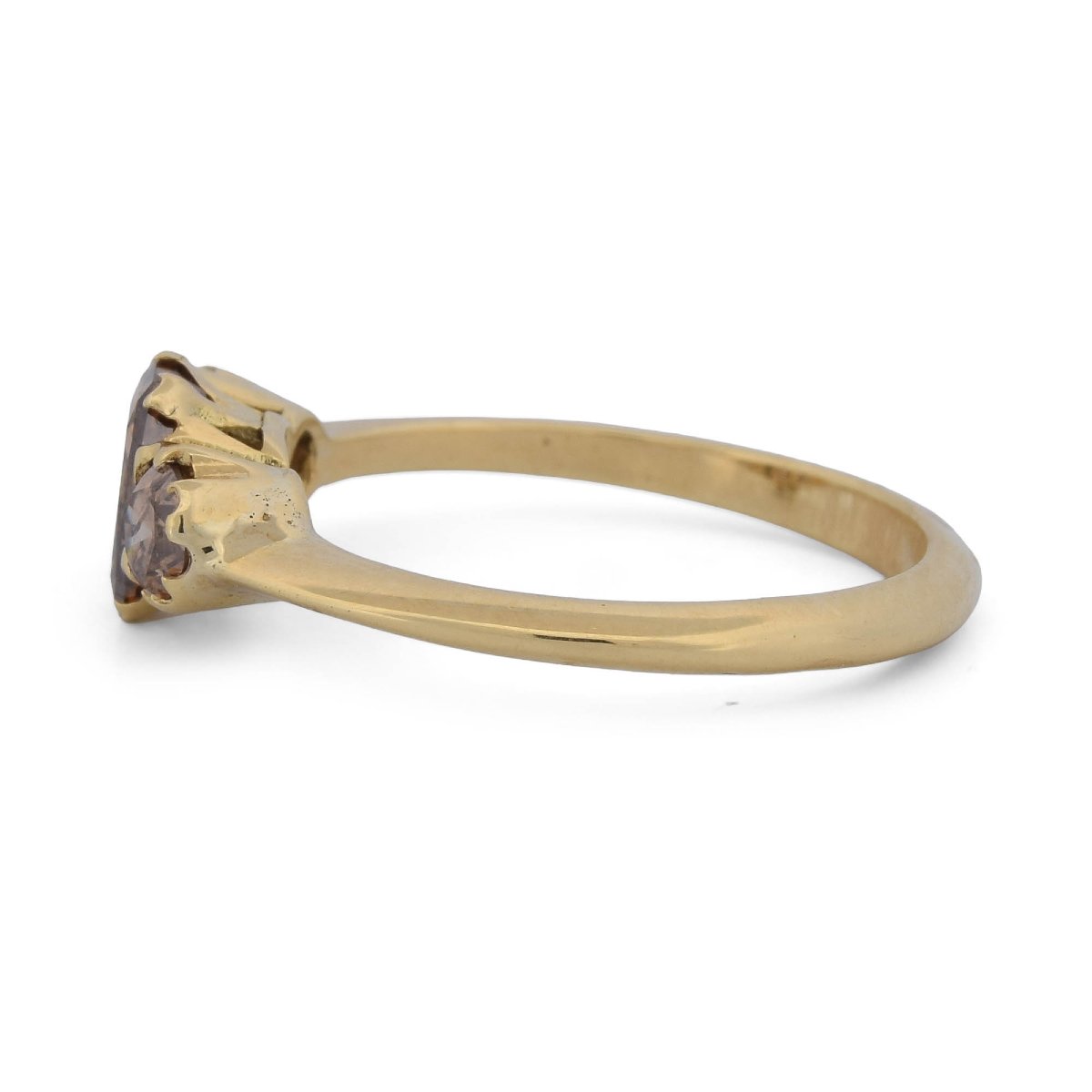 Anello trilogy vintage in oro giallo 18 kt con diamanti champagne, circa 1,70 ct  AN637 (0099)-photo-2