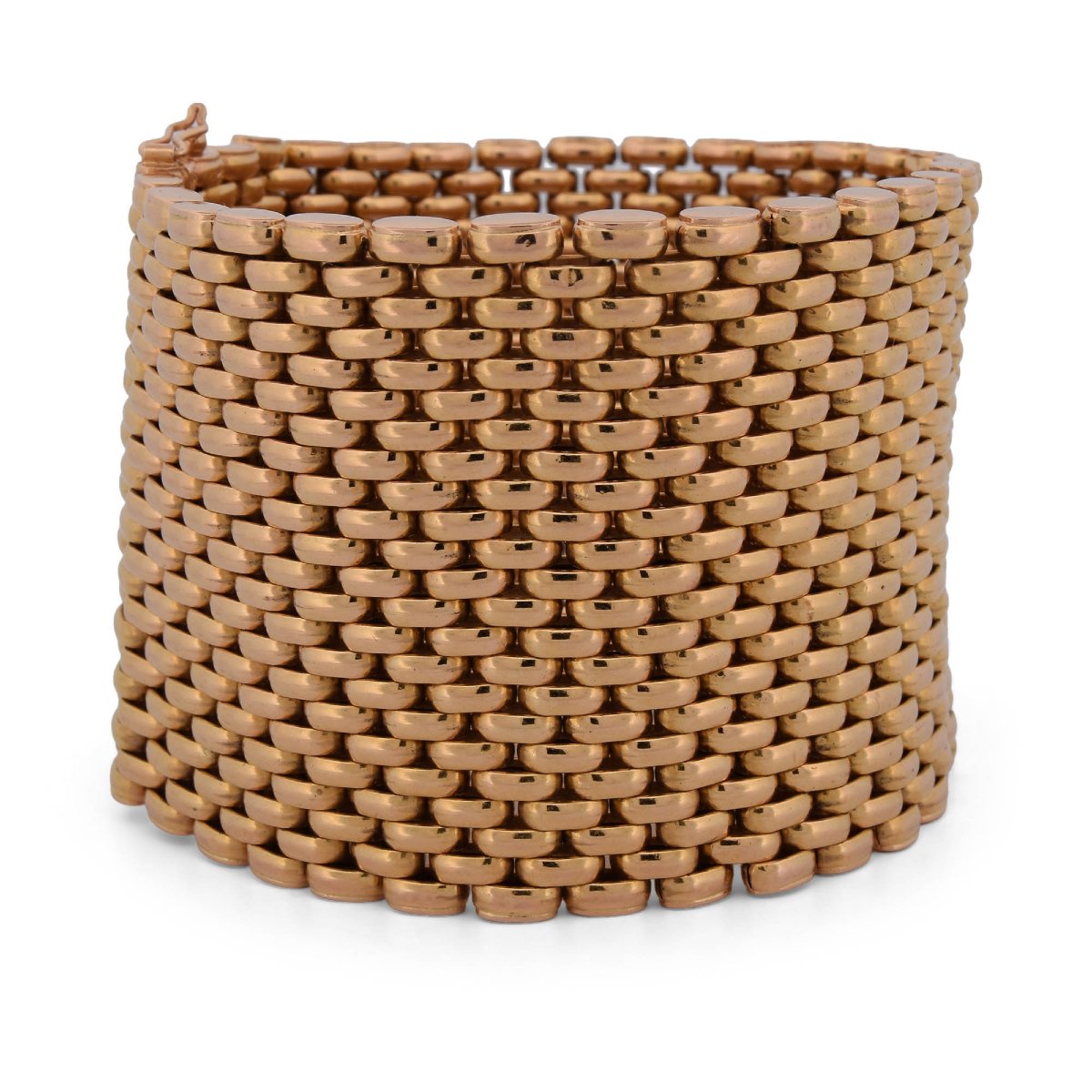 Bracciale Vintage A Fascia In Oro Giallo 18 KT A Maglie Articolate   AN299 ‘(00519)-photo-3