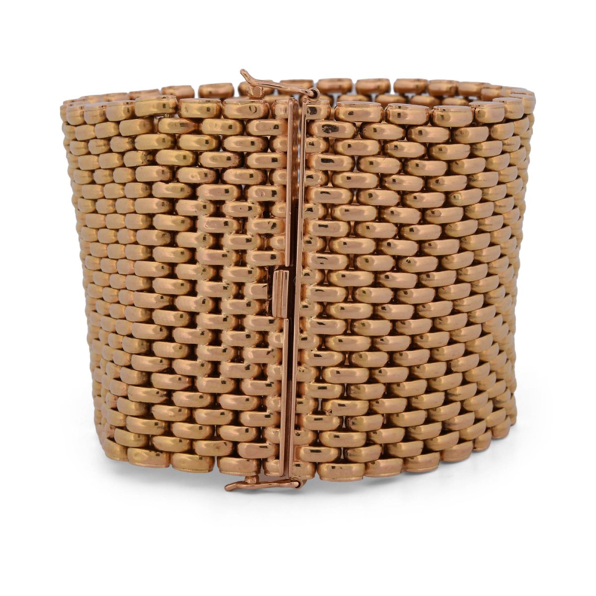 Bracciale Vintage A Fascia In Oro Giallo 18 KT A Maglie Articolate   AN299 ‘(00519)-photo-4