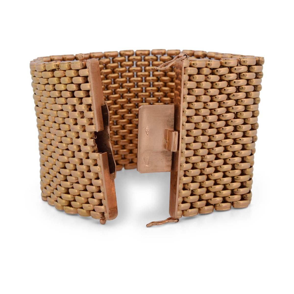 Bracciale Vintage A Fascia In Oro Giallo 18 KT A Maglie Articolate   AN299 ‘(00519)-photo-1