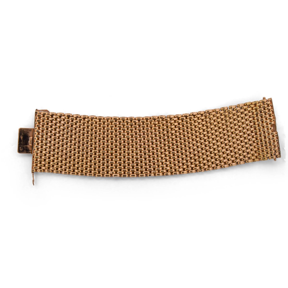 Bracciale Vintage A Fascia In Oro Giallo 18 KT A Maglie Articolate   AN299 ‘(00519)-photo-2