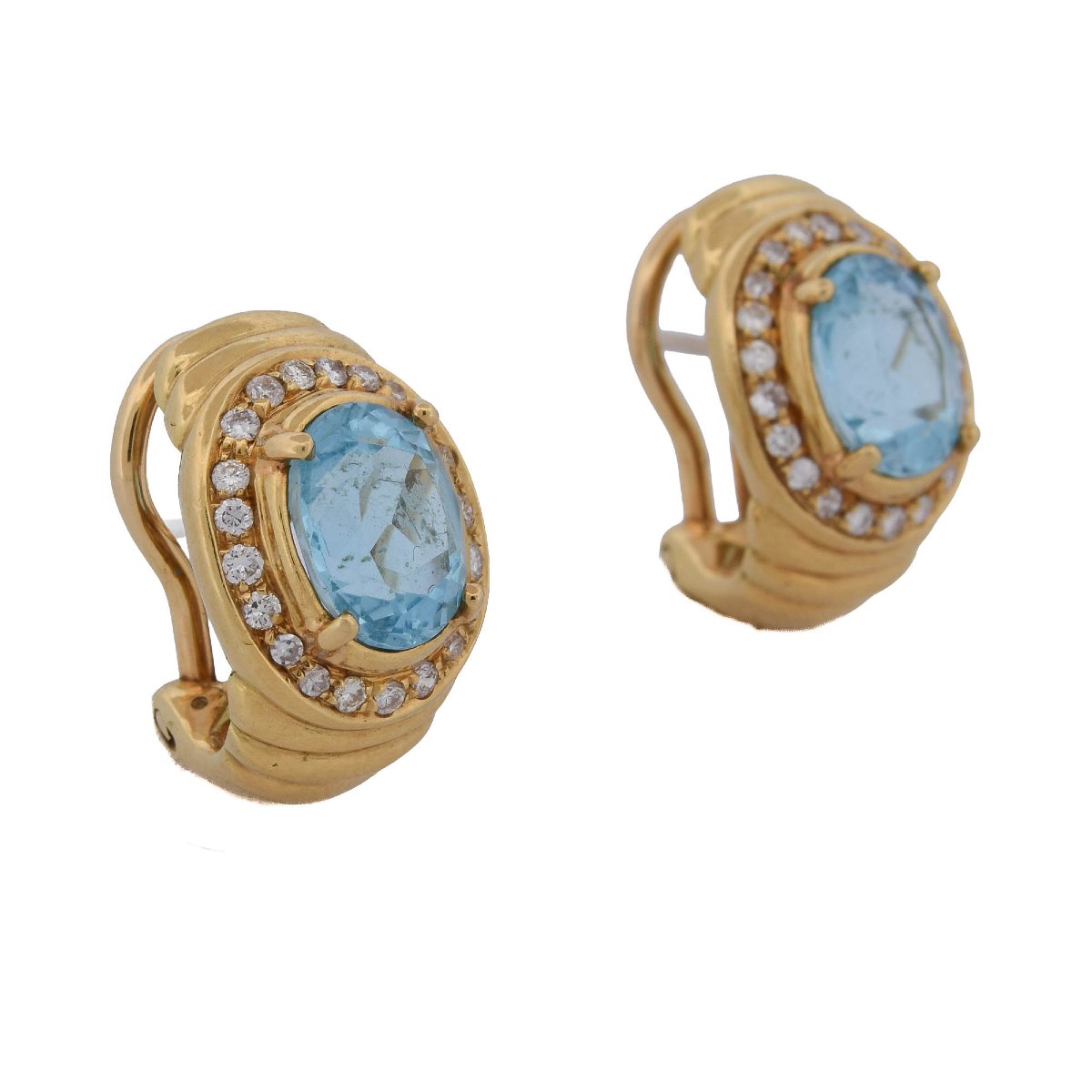 Damiani — Orecchini In Oro Giallo 18 KT Con Topazi Azzurri E Diamanti  OR203 ‘-photo-3