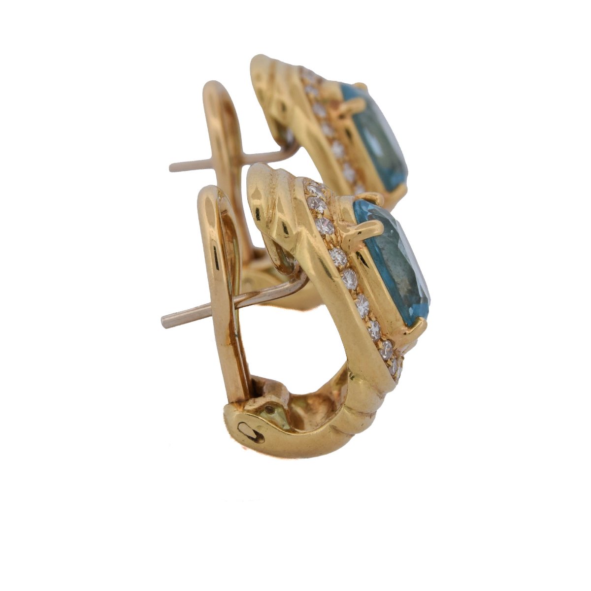 Damiani — Orecchini In Oro Giallo 18 KT Con Topazi Azzurri E Diamanti  OR203 ‘-photo-4