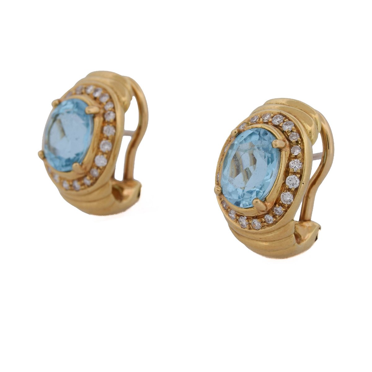 Damiani — Orecchini In Oro Giallo 18 KT Con Topazi Azzurri E Diamanti  OR203 ‘-photo-3