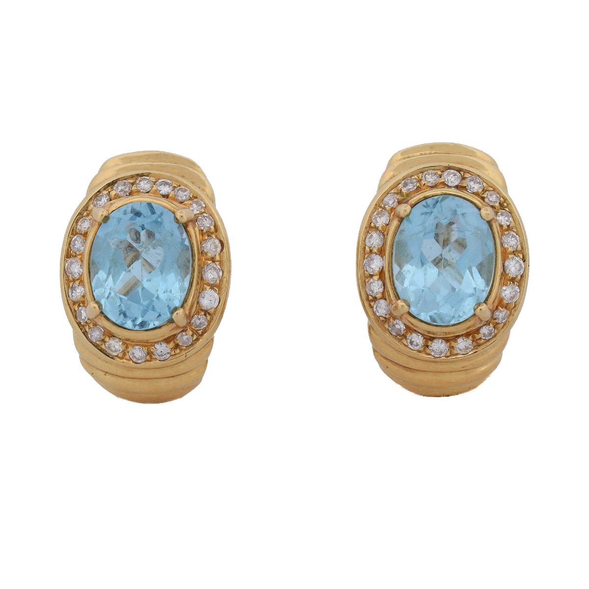 Damiani — Orecchini In Oro Giallo 18 KT Con Topazi Azzurri E Diamanti  OR203 ‘