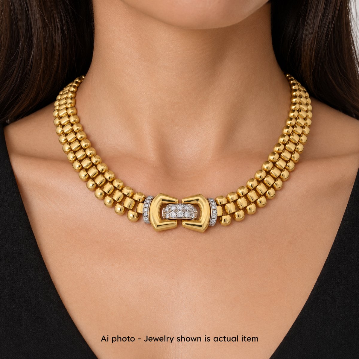 Collana Damiani in Oro Giallo 18 Carati a Maglie Articolate con Diamanti   CL60 ‘ (05589)-photo-2