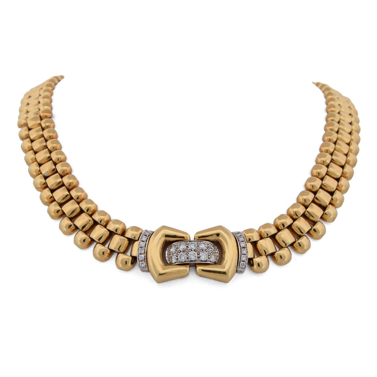 Collana Damiani in Oro Giallo 18 Carati a Maglie Articolate con Diamanti   CL60 ‘ (05589)