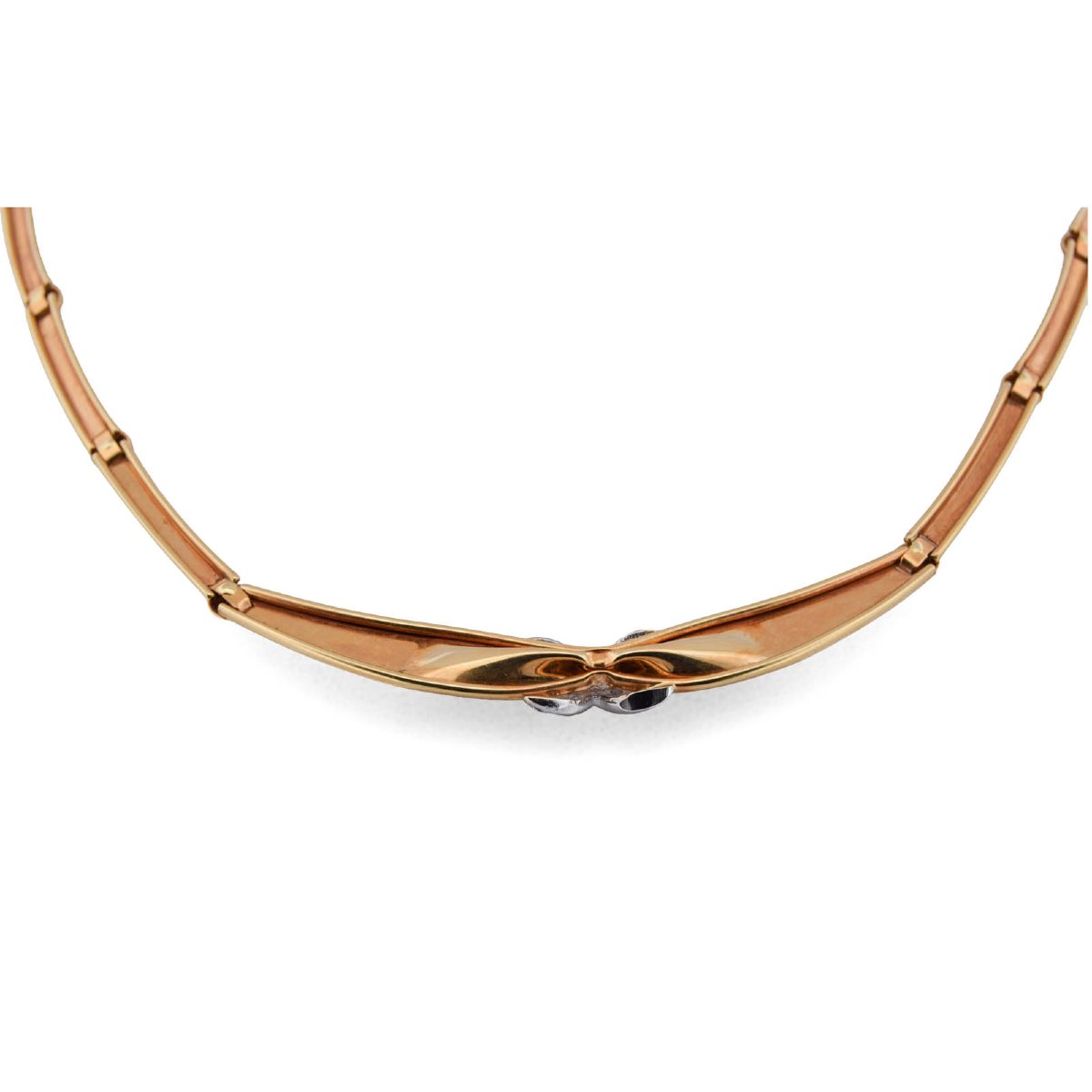 Collana Vintage in Oro Giallo 18 Carati con Motivo Incrociato e Diamanti  CL57 ‘(07119)-photo-4