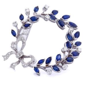 Spilla in oro 18 kt zaffiri e diamanti   SP9 116-29 (00029)