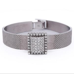Bracciale orologio vintage in oro bianco 18 carati con diamanti