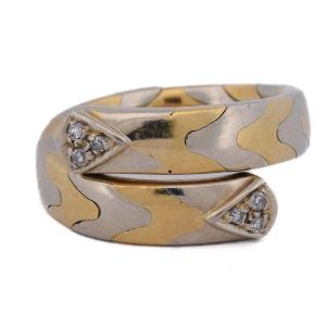 Anello vintage in oro 18 kt bicolore con diamanti   AN230 112-253 (0889)