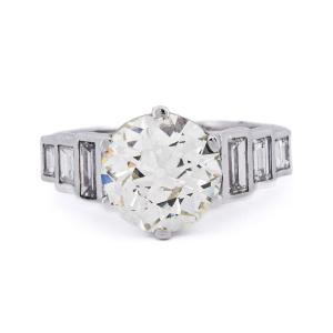 Anello Art Déco Platino Diamante 3,50 Carati AN607 (002319)