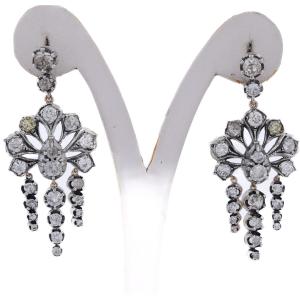 Orecchini Vittoriani Oro Argento Diamanti 9,50 Carati   OR233