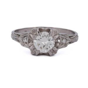 Anello Art Déco in Platino e Diamanti, Circa 1940 AN736 P4 (04519)