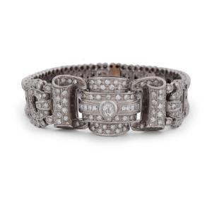 Bracciale in platino e diamanti in stile antico
