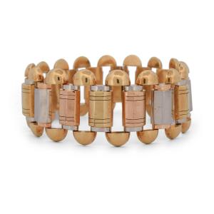Bracciale vintage in oro 18 kt a maglie geometriche, larghezza 3 cm  BR104