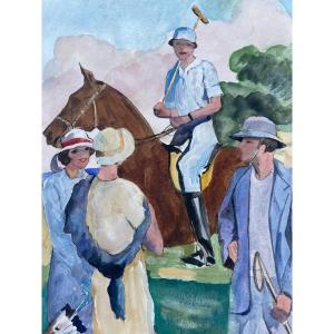 Polo Player And Spectators By Dubois