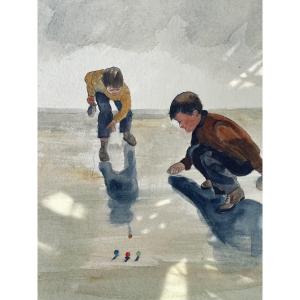 Children Playing Marbles