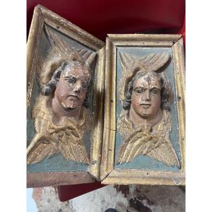 Pair Of Wooden Cherubs XVII Eme