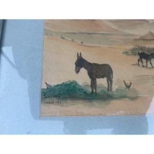 Aquarelle Orientaliste De Marcel Roulleaux 