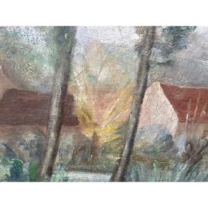 Large Painting Houses By The Water