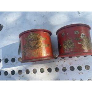 Paire Pots Laqués Asiatiques