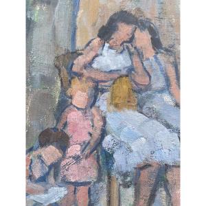 Mother And Children In The Alley