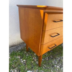Blond Oak Chest Of Drawers 1960