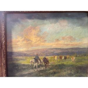 Cows And Farmer 
