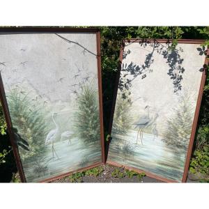 Pair Of Paintings On Silk