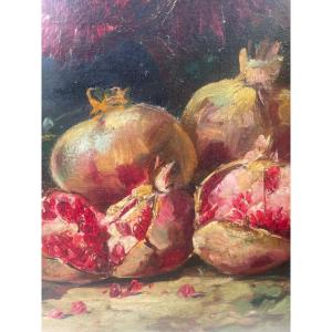Flowers And Pomegranates By Henri Cauchois 