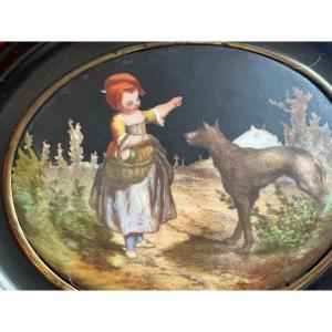 Little Red Riding Hood And The Wolf Porcelain Plaque 