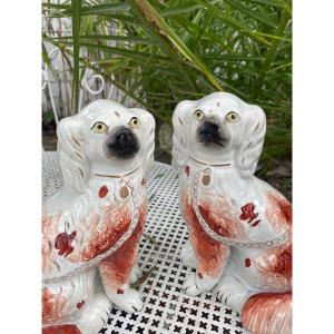 Pair Of Earthenware Dogs 