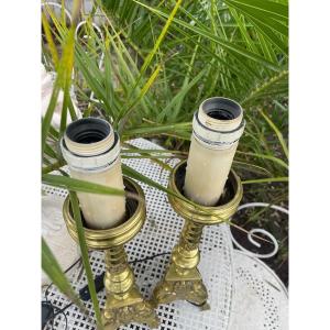Pair Of Bronze Candlesticks