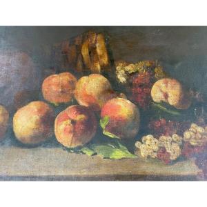 Peaches And Redcurrants By Arthur Alfred De Neuville 