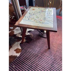 Wood And Earthenware Coffee Table With Arcachon Basin Decor