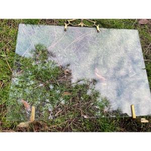 Glass And Brass Fireplace Screen