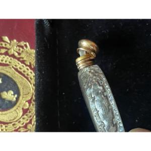 Glass And Gold Salt Bottle