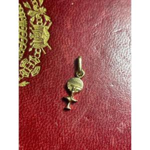 African Fertility Symbol Gold Pendant 