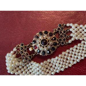 Gold And Garnet Pearl Bracelet 