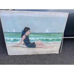 Bathers In Striped Swimsuits By Claude Bernard