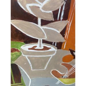 The Painter's Palette And His Green Plant